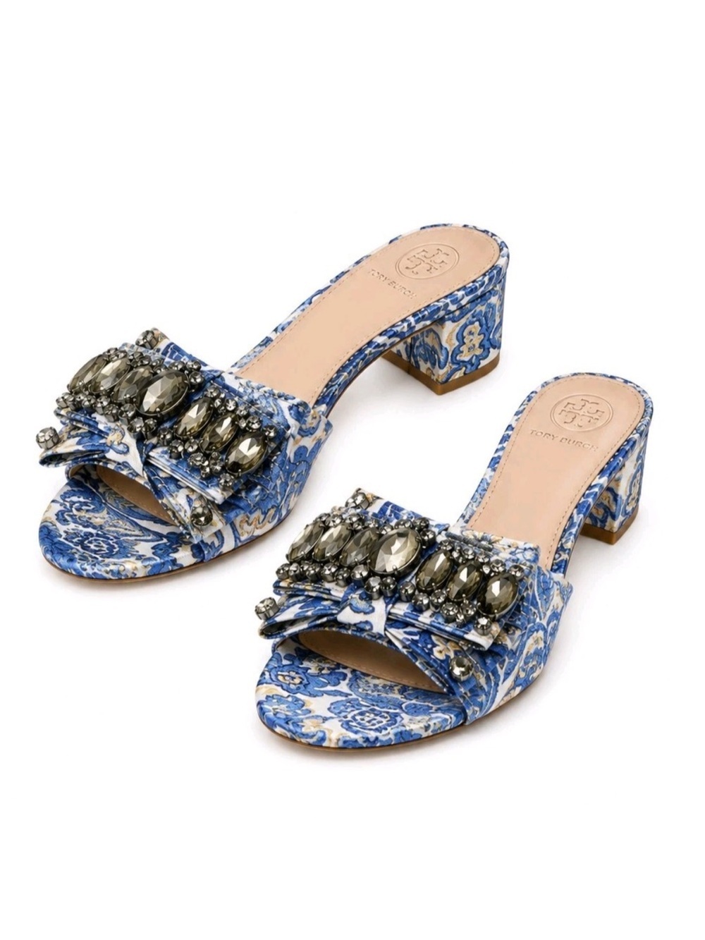 NWT Tory Burch Valentina Bow Slide Block Heels - Picture 3 of 3